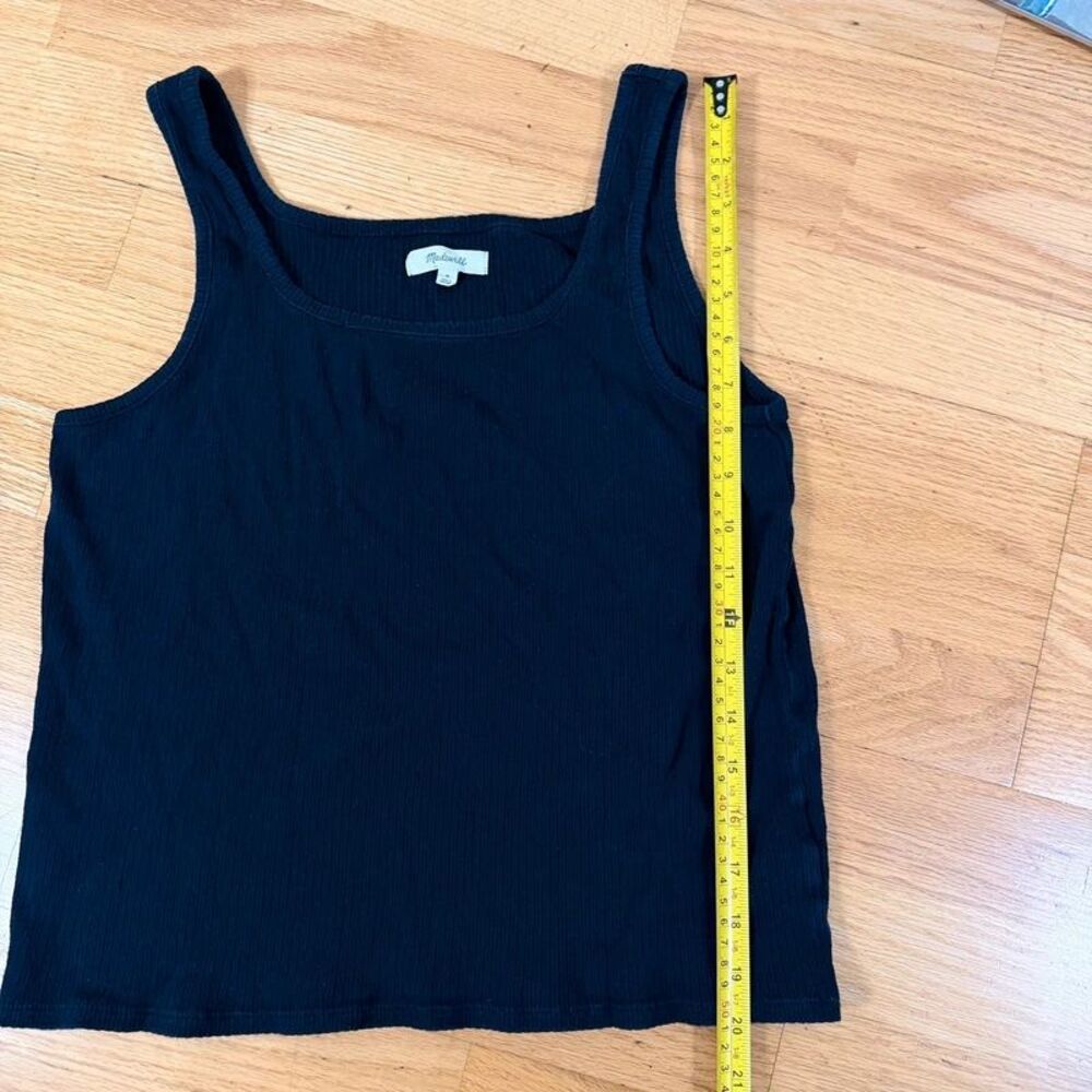 Madewell Ribbed Square-Neck Tank Top Black M Cotton - Picture 9 of 9